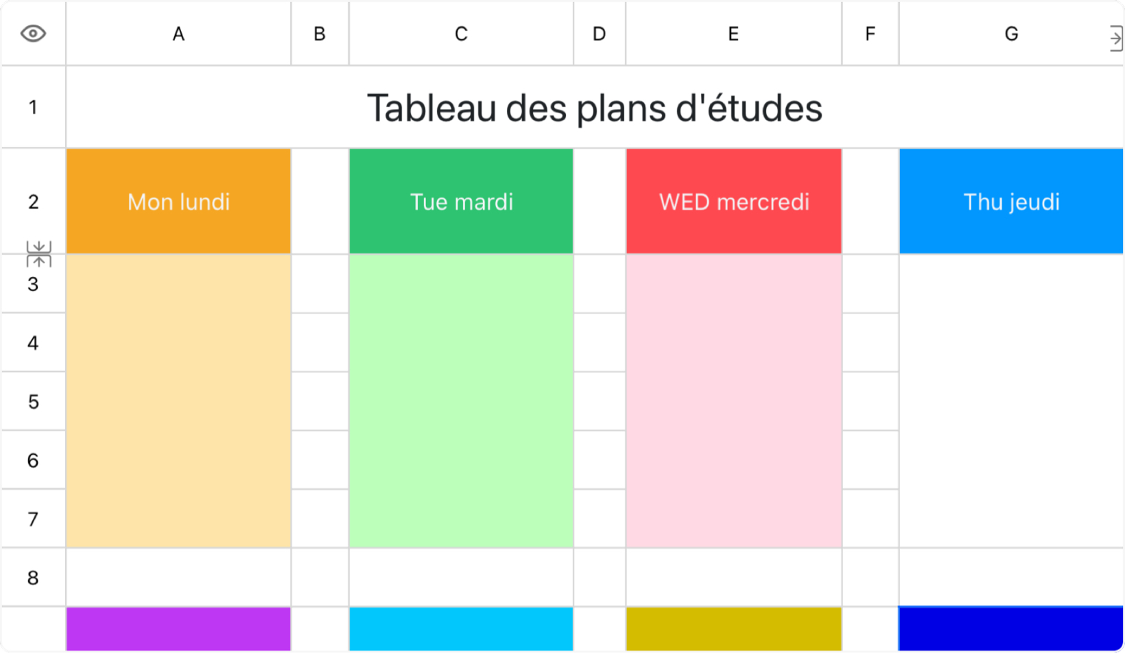 Plan d'apprentissage Tableau 1